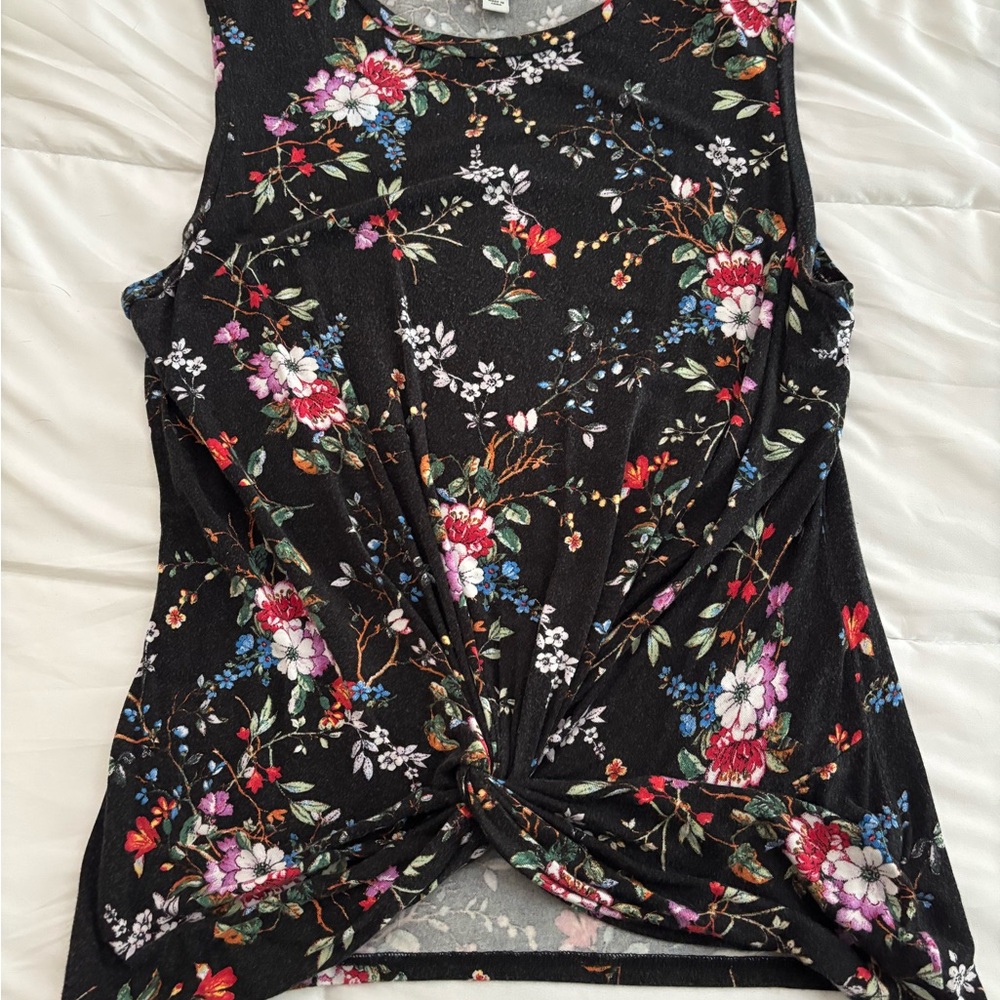 a new day Black Floral Tank Top